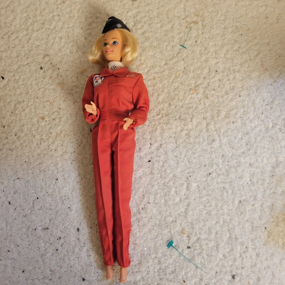 Mattel Barbie Doll Thunderbirds Flight Suit Girls OS Red Good Vintage Pilot